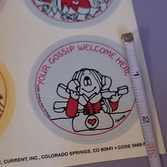 Vtg 80s CAthy Cathy Guisewite stickers on sheet page quantity 6 round Retro Y2k - Picture 3 of 16